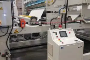 Industrial printing or laminating machine with control panel